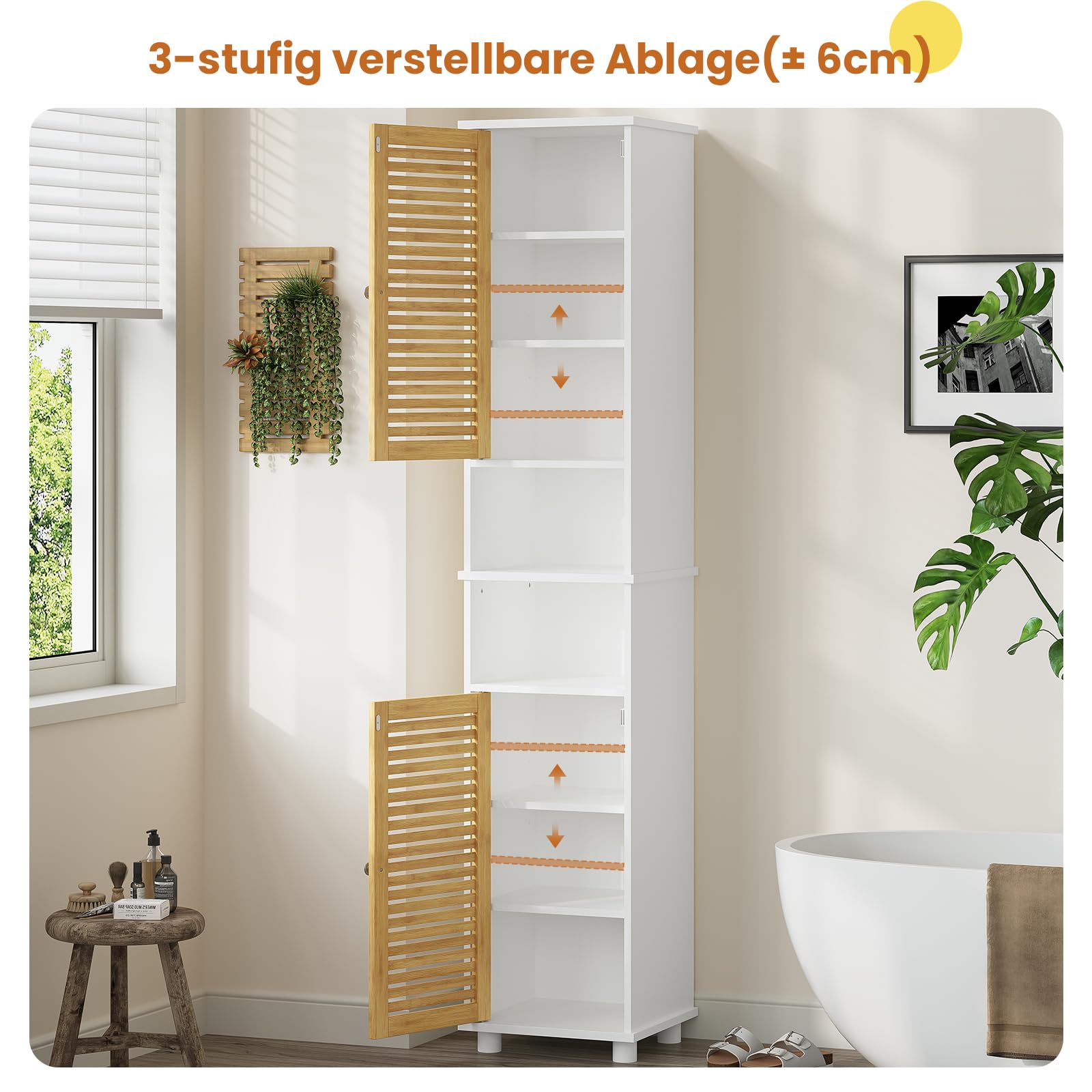 forabamb-badezimmer-hochschrank-badschrank-mit-2-bambust-ren-2-offenen-f-chern-3 image 7