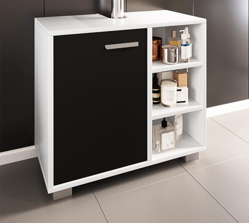 vcm-waschbeckenunterschrank-wei-schwarz-60-x-30-x-55-cm-1-t-r-4-f-cher image 7