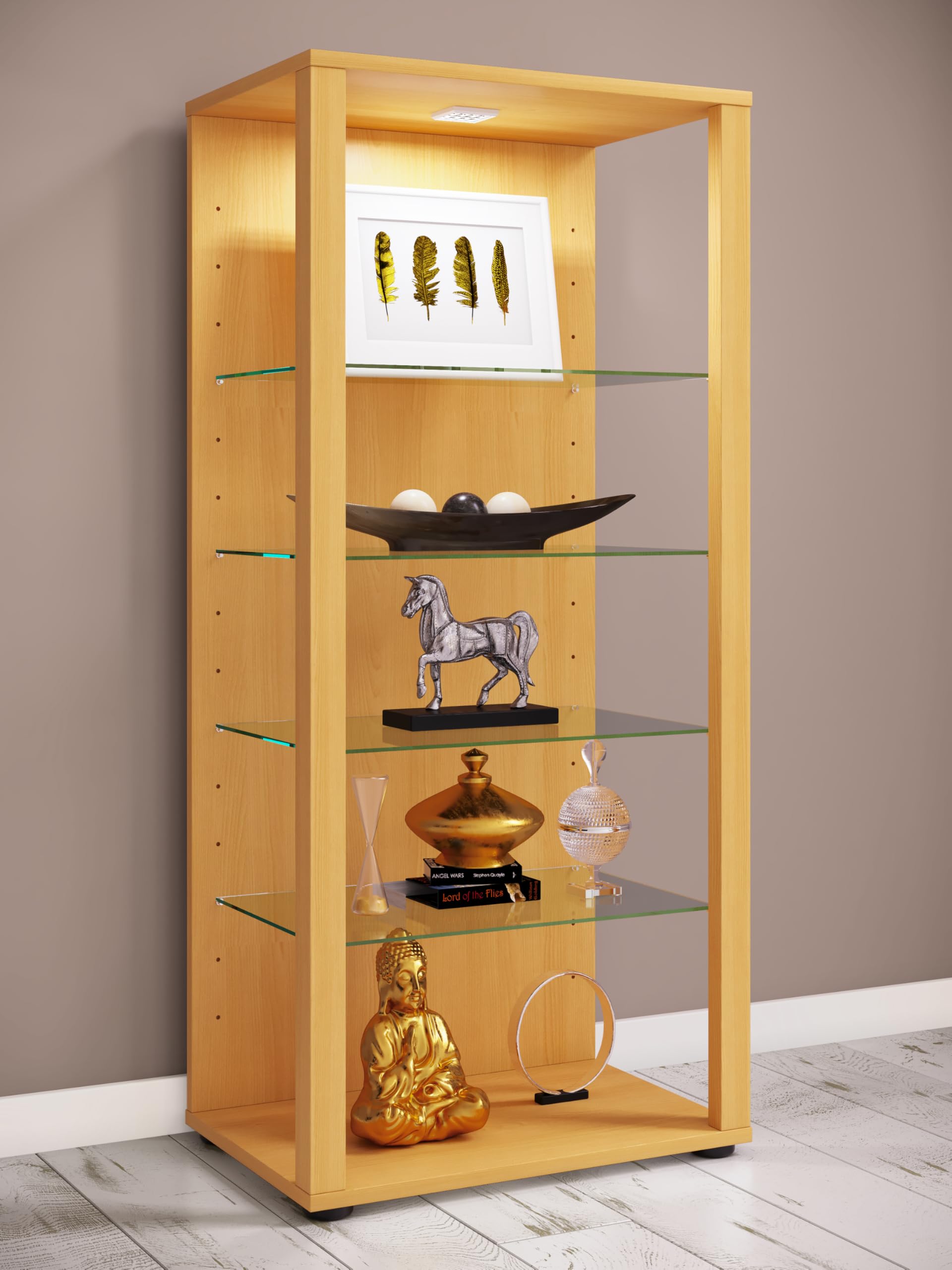 vcm-glasol-standvitrine-52x35x115-cm-offene-sammelvitrine-mit-4-glasb-den-holzwe image 2