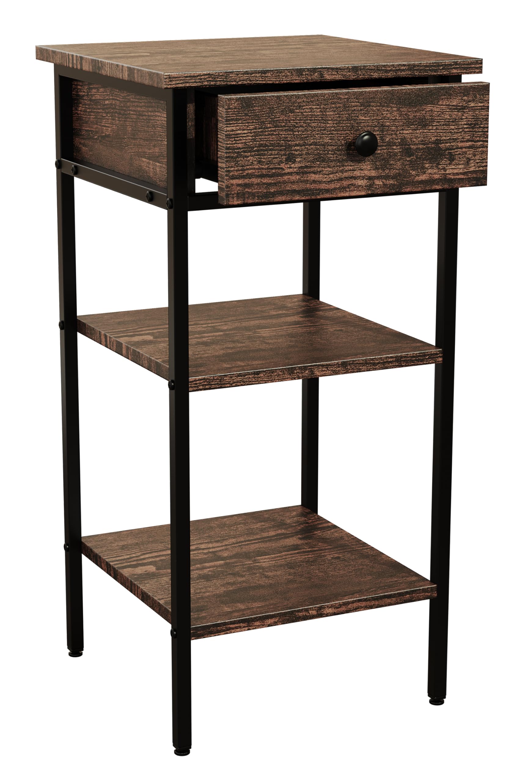 vcm-beistelltisch-eiche-vintage-35x35x70-cm-2-f-cher-1-schublade-industrie-style image 4
