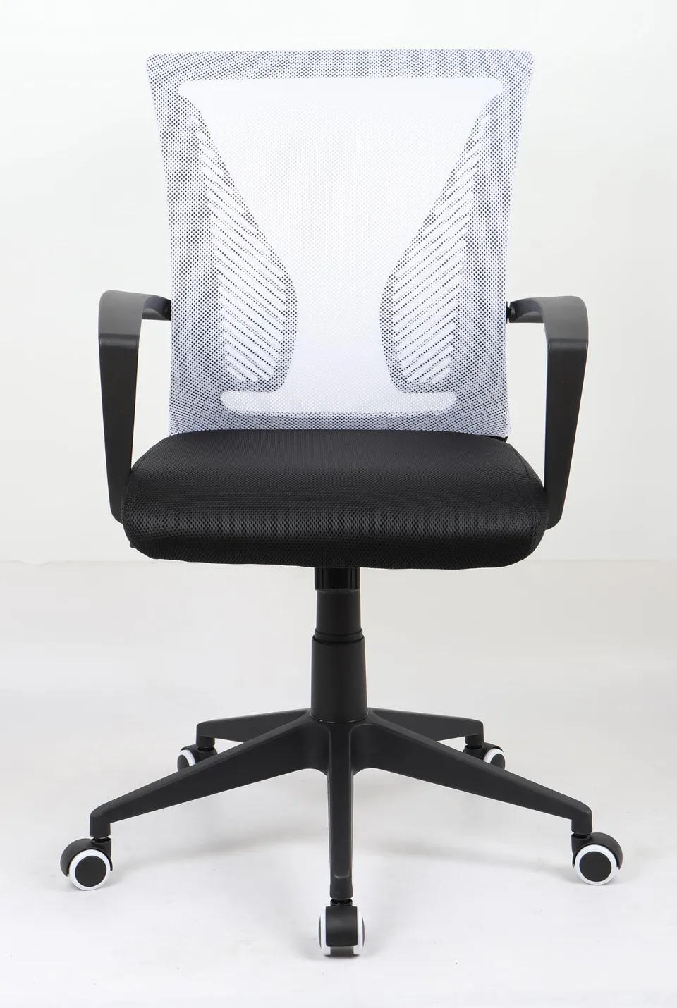 vcm-b-rostuhl-schwarz-wei-48x46x92-102-cm-h-henverstellbar-drehbar-stahl-ergonom image 1