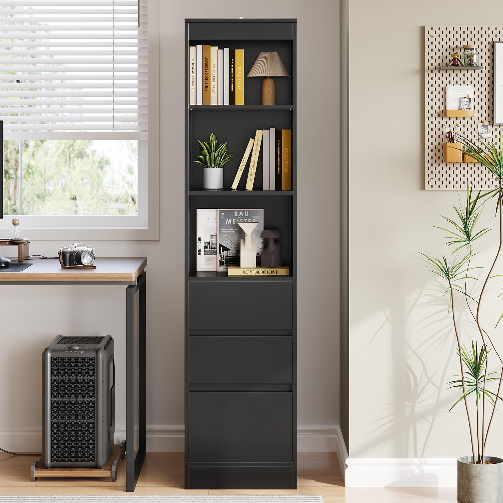 forabamb-badezimmerschrank-hochschrank-schwarz-180x40x30-cm-mit-3-schubladen-und image 5