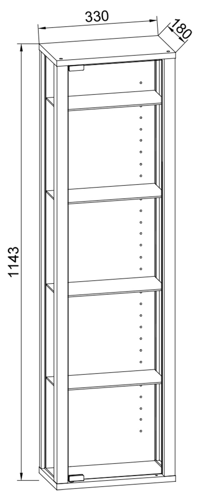 vcm-floka-standvitrine-wei-33x18x115-cm-1-t-r-5-f-cher-esg-sicherheitsglas image 3