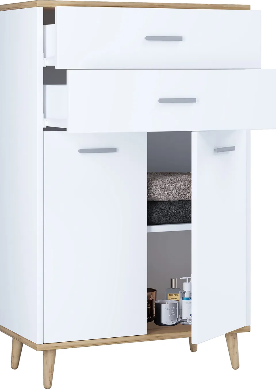 vcm-badm-bel-midischrank-wei-honig-eiche-60x28x97-cm-2-t-ren-2-f-cher-holz image 1
