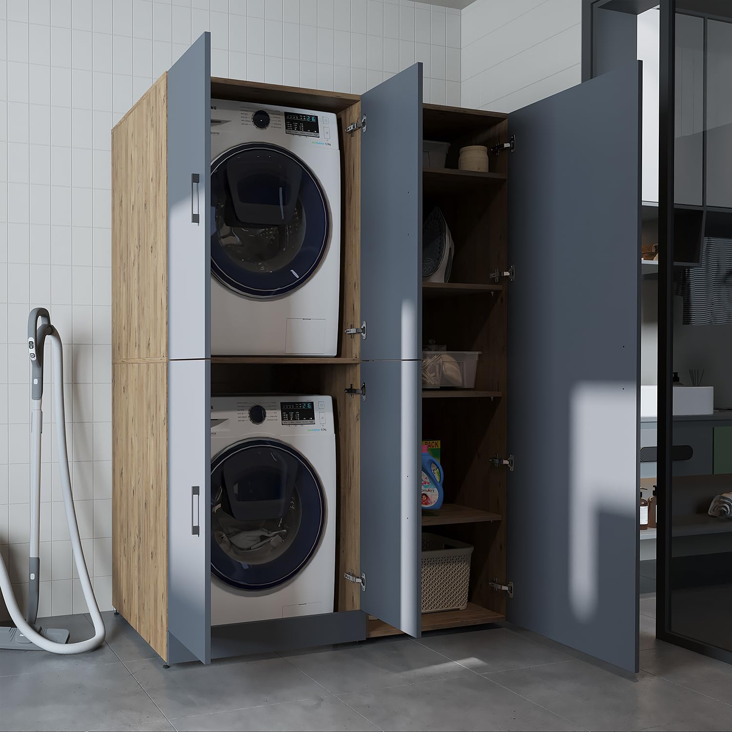 roomart-waschmaschinenschrank-dora-ii-130-cm-breit-anthrazit-eiche-ohne-aufsatzs image 1