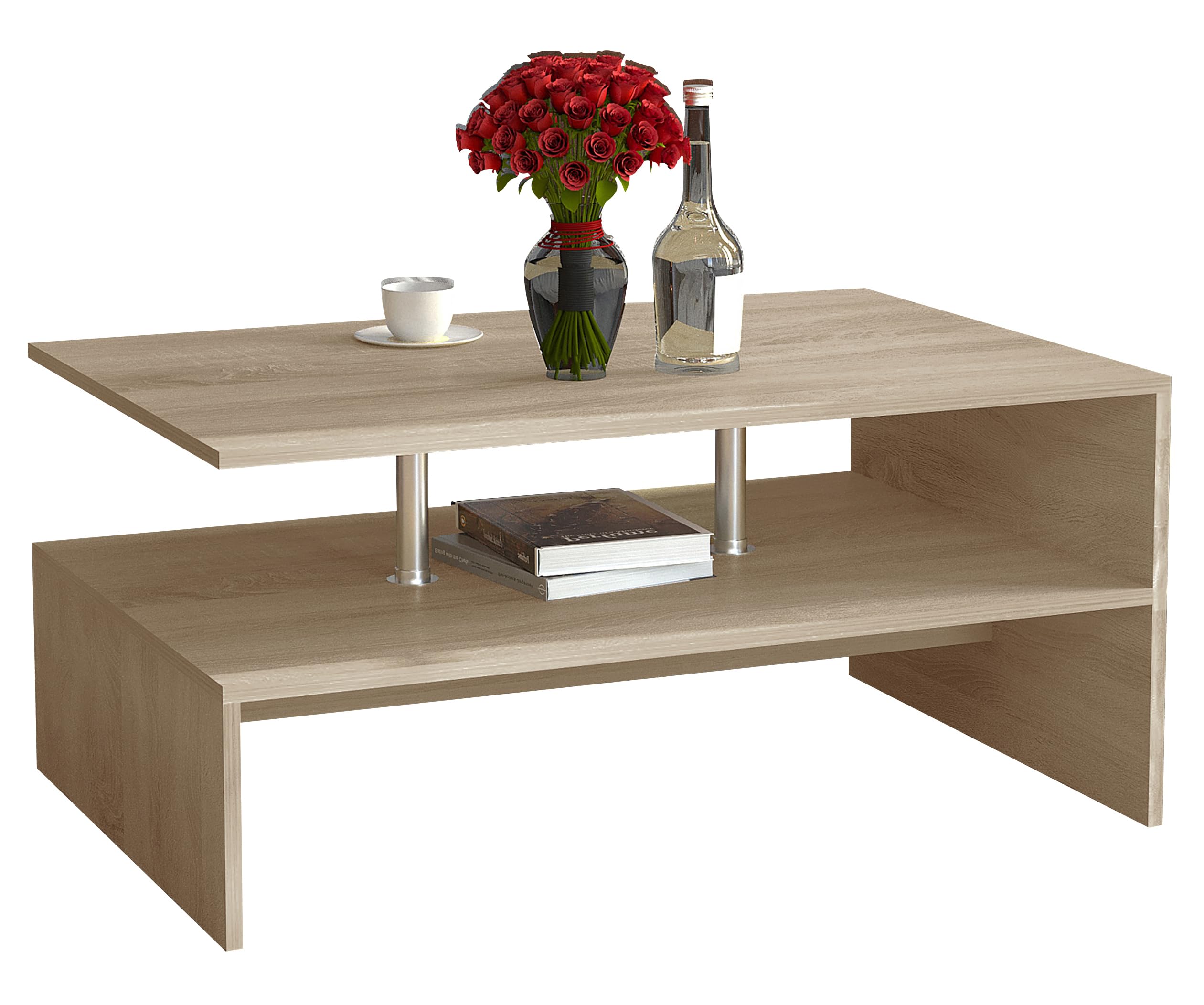 vcm-couchtisch-sonoma-eiche-90x60x42-cm-1-fach-holzwerkstoff-sofatisch image 1