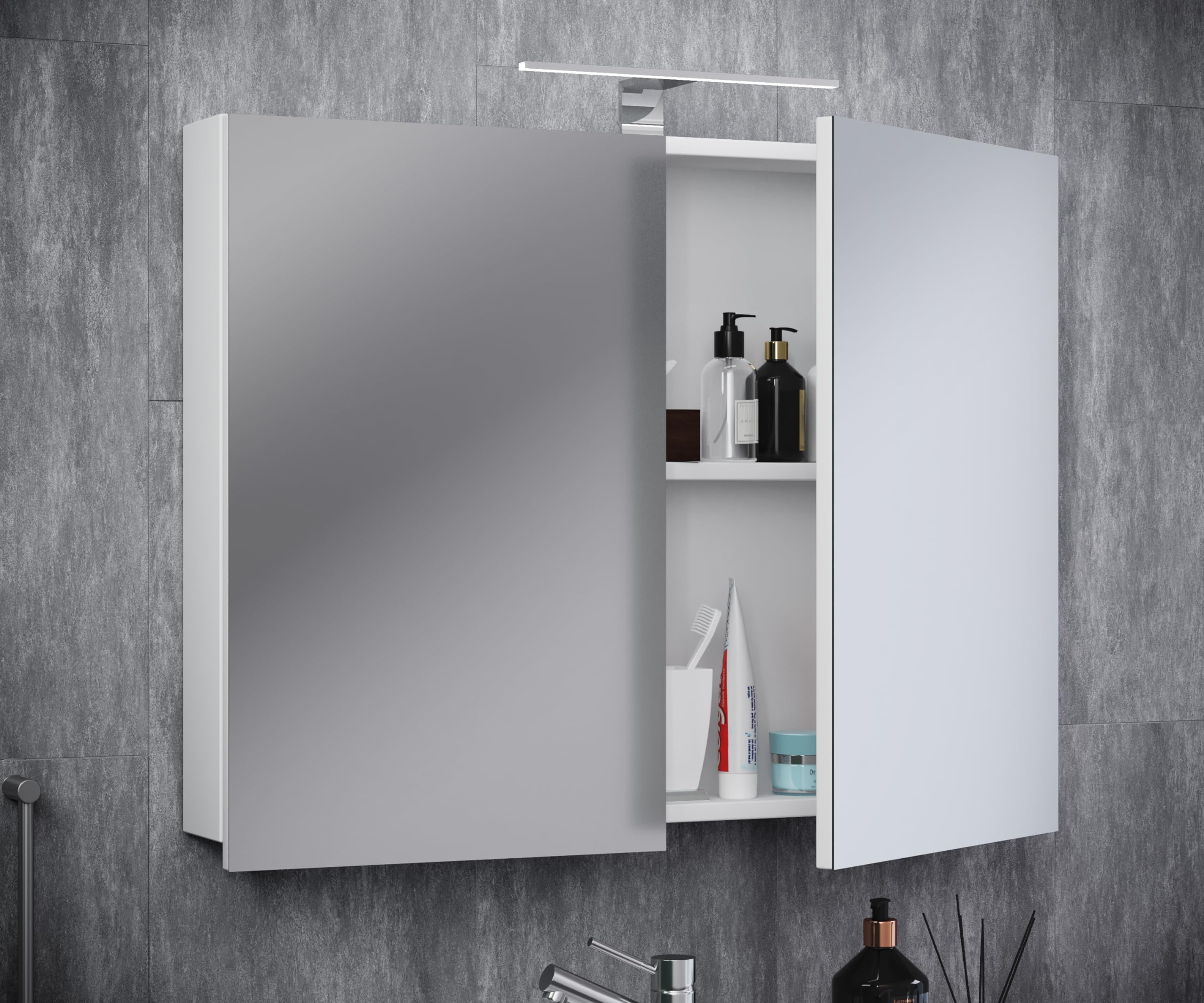vcm-spiegelschrank-wei-60x12x59-cm-2-t-ren-2-f-cher-holzwerkstoff image 2
