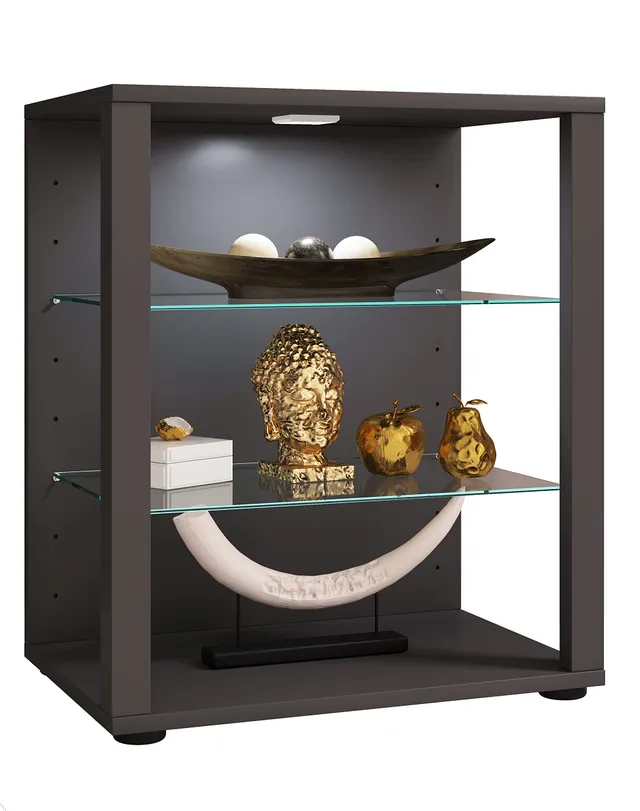 vcm-standvitrine-anthrazit-ca-70-x-35-x-90-cm-mit-3-f-chern-pr-sentationsvitrine image 1