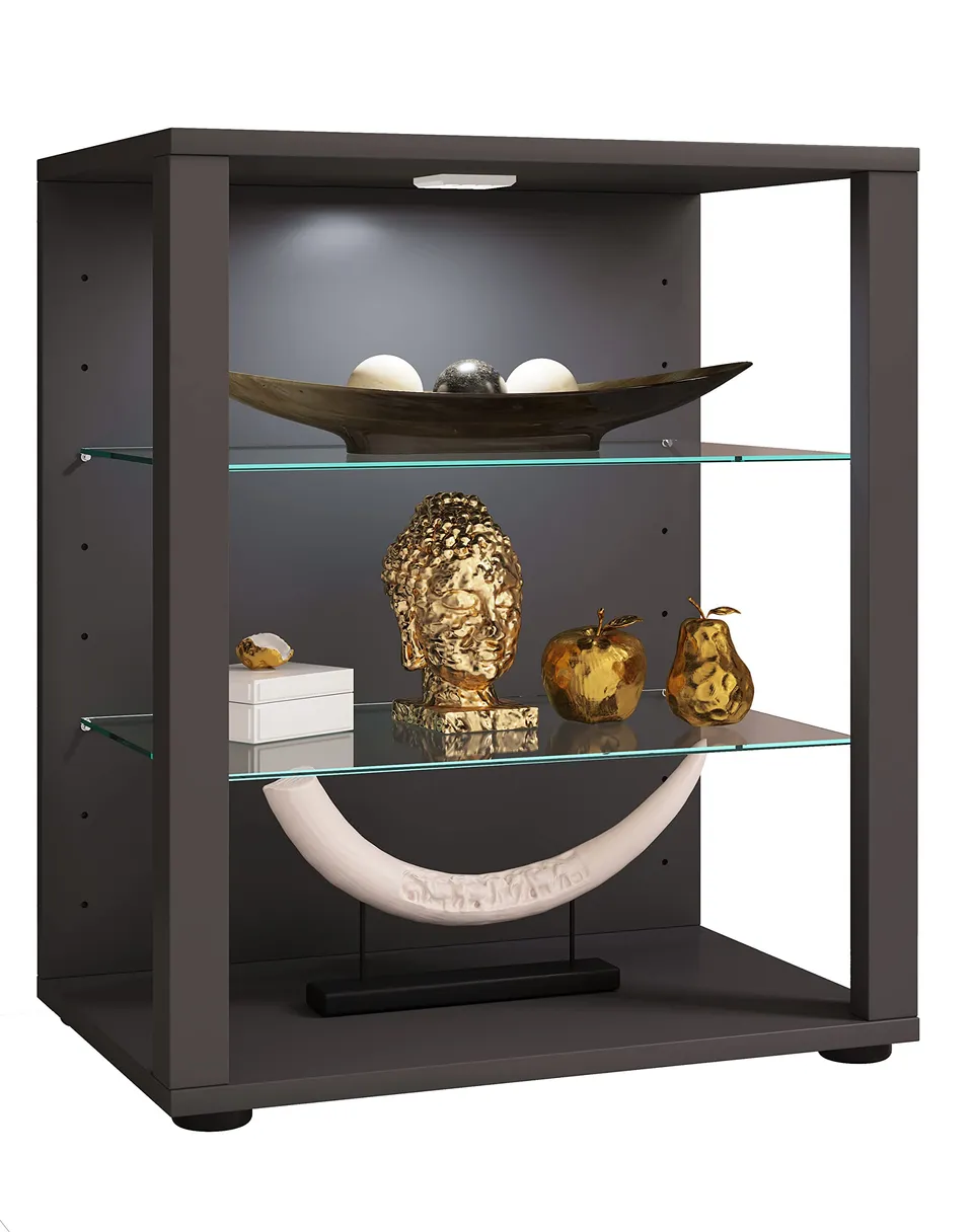 vcm-standvitrine-anthrazit-ca-70-x-35-x-90-cm-mit-3-f-chern-pr-sentationsvitrine image 1