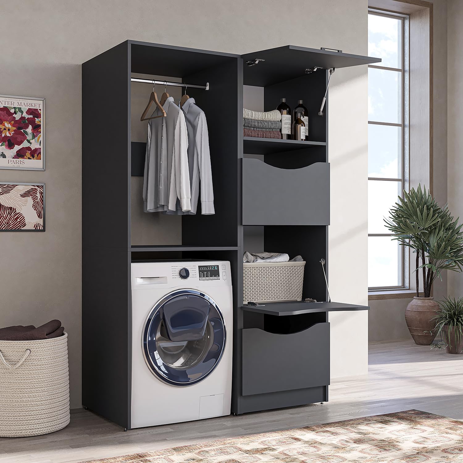 roomart-serie-2-norda-waschmaschinenschrank-126-cm-kleiderstange-waschmaschine-i-2 image 1