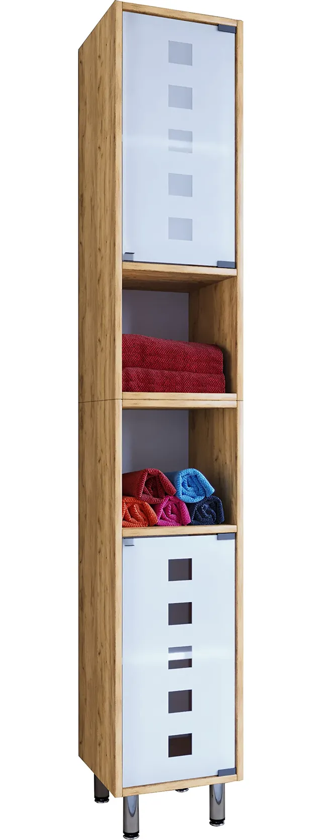 vcm-badm-bel-darola-stehender-badschrank-hochschrank-mit-glast-r-honig-eiche image 1